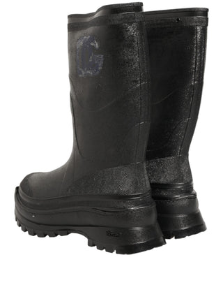 Black PVC Pull On Rain Boots Men Shoes