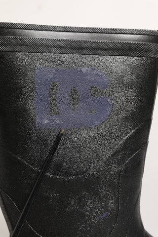 Botas de lluvia de PVC negro para hombre, sin cordones