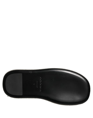 Black Crystal Embellished Platform Men Slides Shoes