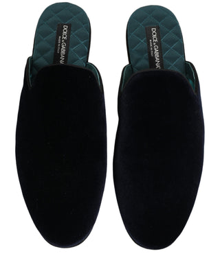 Dark Blue Suede Slides Flat Slipper Men Shoes