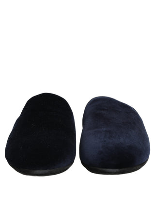Dark Blue Suede Slides Flat Slipper Men Shoes