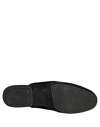 Dark Blue Suede Slides Flat Slipper Men Shoes
