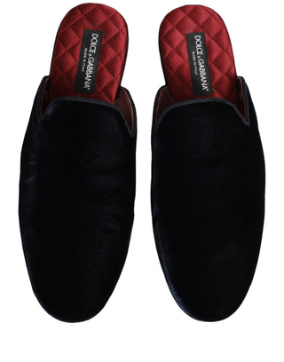 Dark Blue Suede Slides Flat Slipper Men Shoes