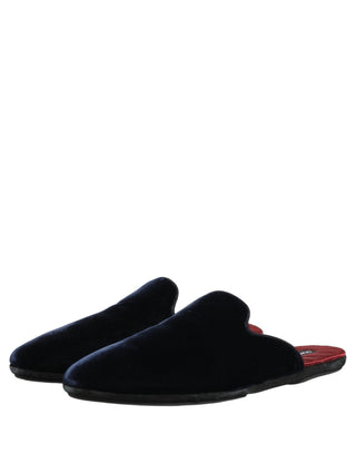 Dark Blue Suede Slides Flat Slipper Men Shoes