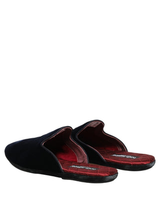 Dark Blue Suede Slides Flat Slipper Men Shoes
