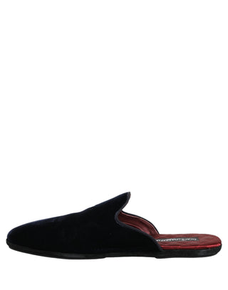 Dark Blue Suede Slides Flat Slipper Men Shoes