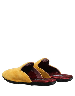 Yellow Suede Slides Flat Slipper Men Shoes