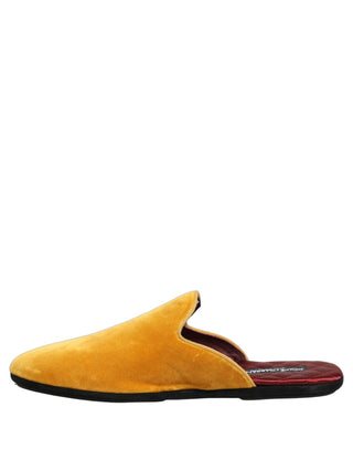 Yellow Suede Slides Flat Slipper Men Shoes