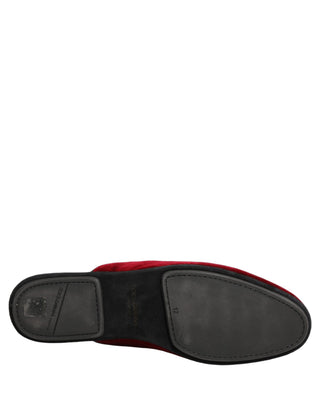 Red Suede Slides Flat Slipper Men Shoes