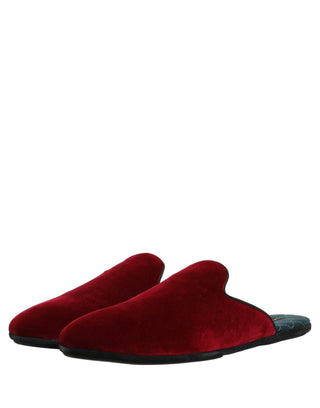 Red Suede Slides Flat Slipper Men Shoes