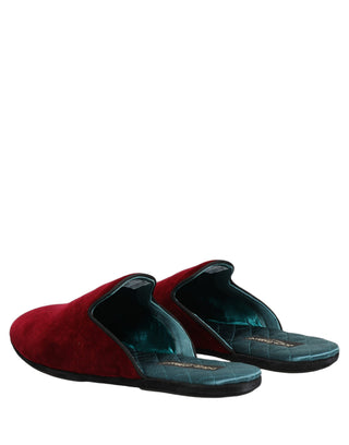 Red Suede Slides Flat Slipper Men Shoes