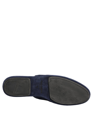 Blue Suede Slides Flat Slipper Men Shoes