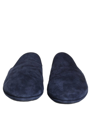 Blue Suede Slides Flat Slipper Men Shoes
