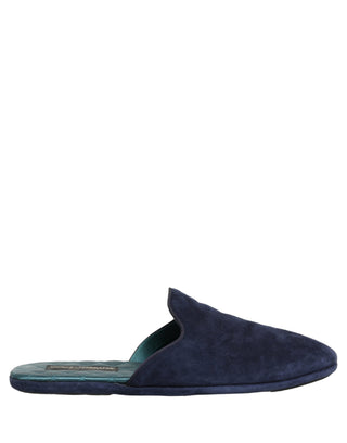 Blue Suede Slides Flat Slipper Men Shoes