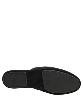 Chanclas negras de brocado floral