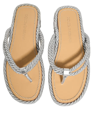Silver Rope Slides Sandals Flip Flops Shoes