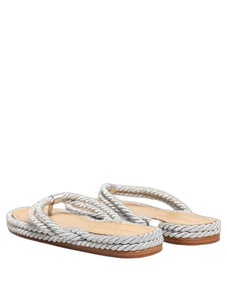 Silver Rope Slides Sandals Flip Flops Shoes