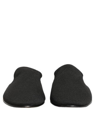 Black Suede Slides Flat Slipper Men Shoes