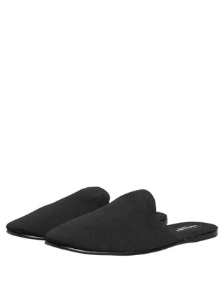 Black Suede Slides Flat Slipper Men Shoes