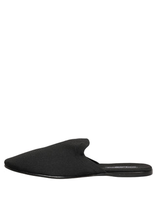 Black Suede Slides Flat Slipper Men Shoes