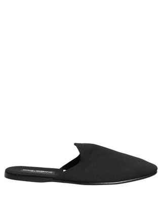Black Suede Slides Flat Slipper Men Shoes