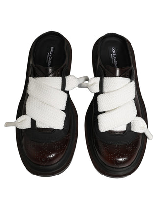 Brown Leather Slip On Flat Sandals Men Shoes