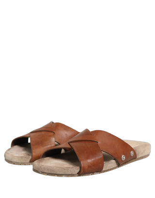 Sandalias de cuero de becerro marrón