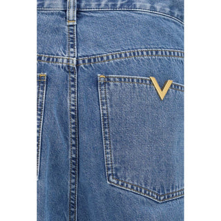 Blue Cotton Straight-Leg Jeans