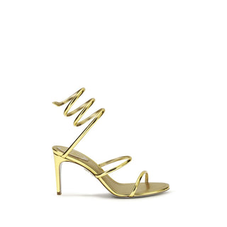 Gold Calf Leather Bos Taurus Stiletto Heel Sandals