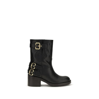 Black Calf Leather Bos Taurus Ankle Boots