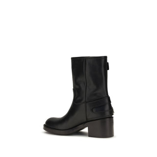 Black Calf Leather Bos Taurus Ankle Boots
