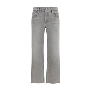 Gray Cotton Straight-Leg Jeans