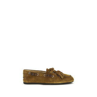 Beige Calf Leather Bos Taurus Slip-On Loafers