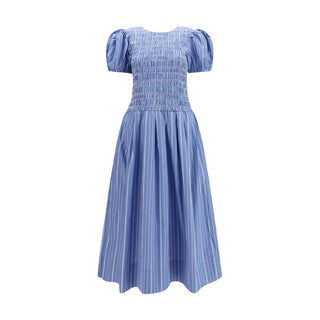 Blue Cotton Casual Dress