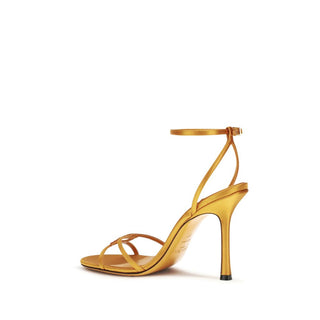 Orange Silk Stiletto Heel Sandals