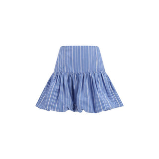 Blue Cotton Mini Skirt