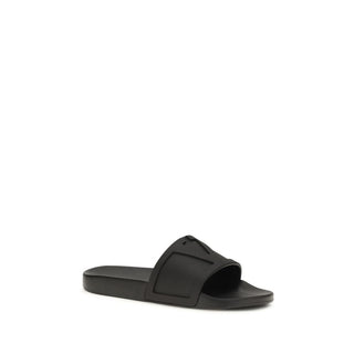 Black Rubber Flat Sandals