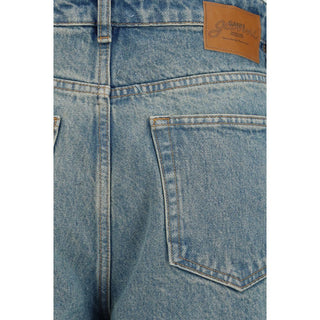 Blue Cotton Tapered Jeans