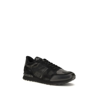 Black Polyester Athletic Sneakers