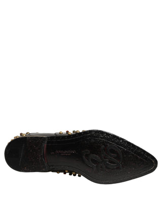 Black Leather Derby Dress Studded Formal Shoes