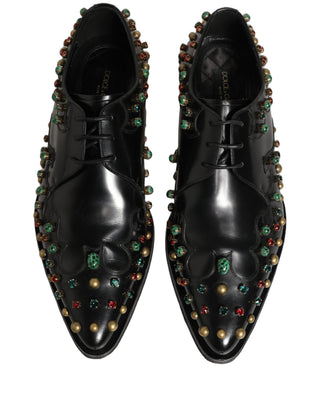 Black Leather Derby Dress Studded Formal Shoes