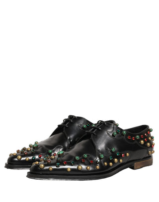 Black Leather Derby Dress Studded Formal Shoes