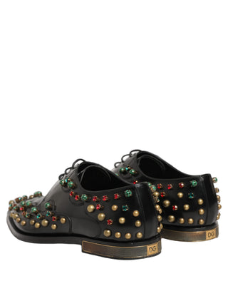 Black Leather Derby Dress Studded Formal Shoes