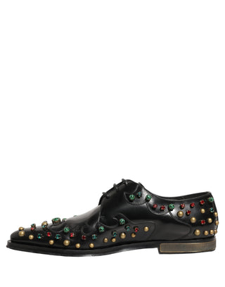 Black Leather Derby Dress Studded Formal Shoes