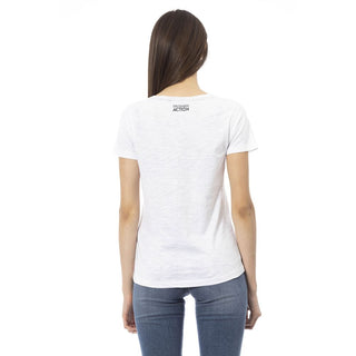 Camiseta blanca de algodón para mujer