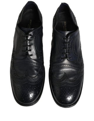 Blue Leather Derby Wingtip Formal Shoes