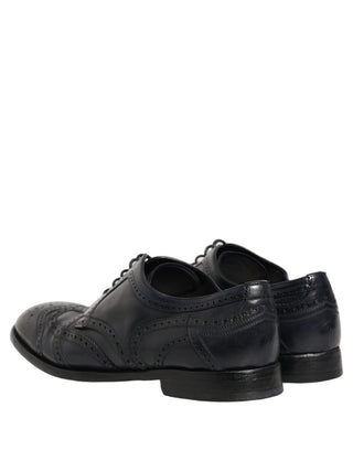 Blue Leather Derby Wingtip Formal Shoes