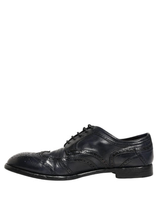 Blue Leather Derby Wingtip Formal Shoes
