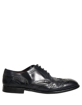 Blue Leather Derby Wingtip Formal Shoes