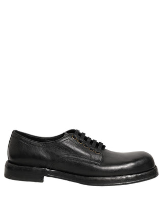 Black Leather Lace Up Derby Dress Men Shoes